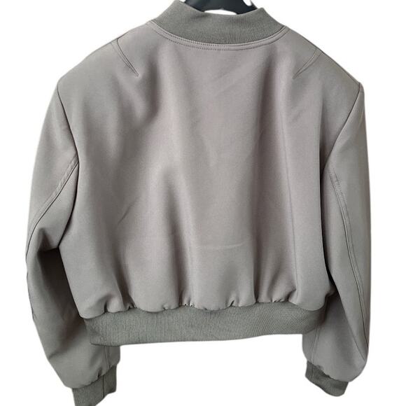 Mango Khaki Bomber Jacket with Shoulder Pads, L - Picture 4 of 11